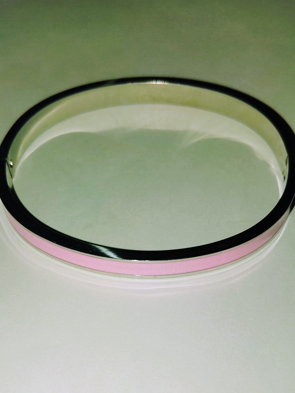 Source Unknown Silver Bangle with Pink Inlay - Picture 4 of 4